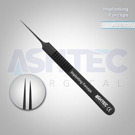 Hair Implanting Forceps, Straight, Size11cm, Sharp Tip, Black Color Coating FINISH